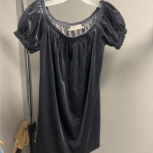 Gray Velvet Puff Sleeve Dress